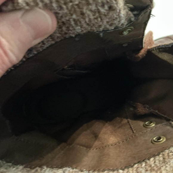 Women's 11 Brown Lace Up Combat Boots Faux Leather Side Zipper Edgy Military - Picture 9 of 9